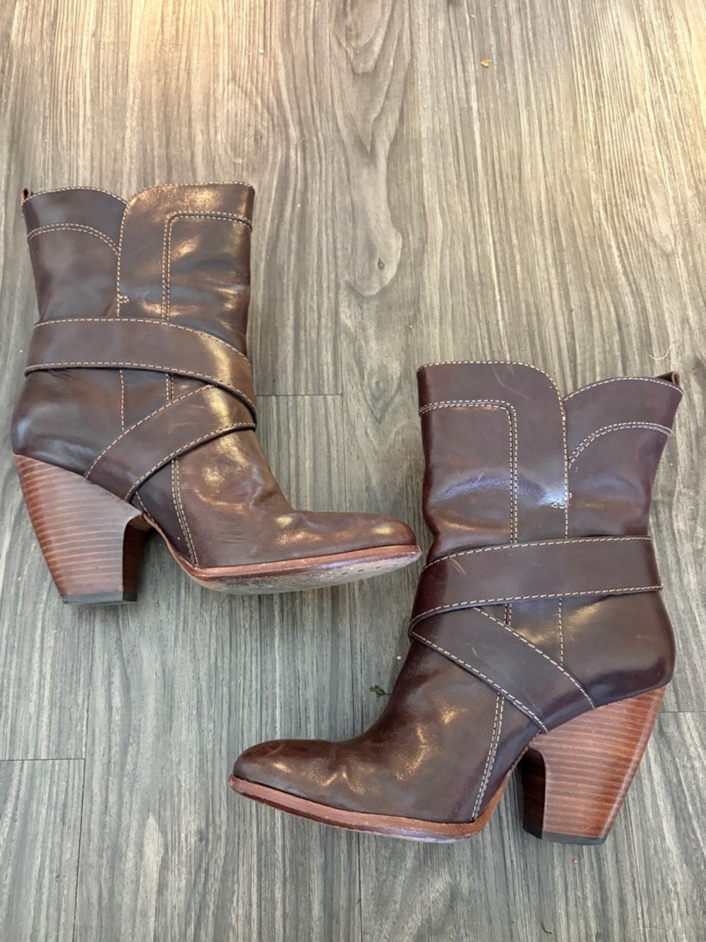 Frye Brown Leather Heeled Boots